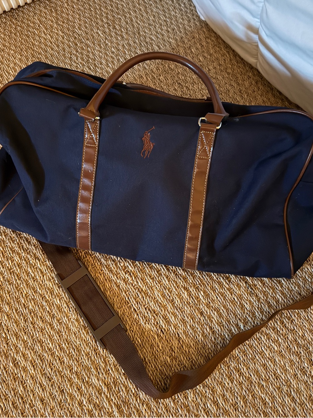 Polo by Ralph Lauren Navy Canvas Duffel with Brown Trim